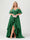 A-Line/Princess Spaghetti Straps Half Sleeves V-Neck Plus Size Bridesmaid Dresses With Ruffles