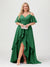 A-Line/Princess Spaghetti Straps Half Sleeves V-Neck Plus Size Bridesmaid Dresses With Ruffles