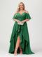 A-Line/Princess Spaghetti Straps Half Sleeves V-Neck Plus Size Bridesmaid Dresses With Ruffles