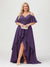 A-Line/Princess Spaghetti Straps Half Sleeves V-Neck Plus Size Bridesmaid Dresses With Ruffles