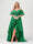 A-Line/Princess Spaghetti Straps Half Sleeves V-Neck Plus Size Bridesmaid Dresses With Ruffles