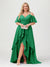A-Line/Princess Spaghetti Straps Half Sleeves V-Neck Plus Size Bridesmaid Dresses With Ruffles
