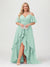 A-Line/Princess Spaghetti Straps Half Sleeves V-Neck Plus Size Bridesmaid Dresses With Ruffles
