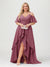 A-Line/Princess Spaghetti Straps Half Sleeves V-Neck Plus Size Bridesmaid Dresses With Ruffles