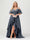 A-Line/Princess Spaghetti Straps Half Sleeves V-Neck Plus Size Bridesmaid Dresses With Ruffles