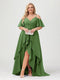 A-Line/Princess Spaghetti Straps Half Sleeves V-Neck Plus Size Bridesmaid Dresses With Ruffles