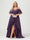 A-Line/Princess Spaghetti Straps Half Sleeves V-Neck Plus Size Bridesmaid Dresses With Ruffles