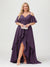 A-Line/Princess Spaghetti Straps Half Sleeves V-Neck Plus Size Bridesmaid Dresses With Ruffles