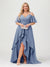A-Line/Princess Spaghetti Straps Half Sleeves V-Neck Plus Size Bridesmaid Dresses With Ruffles