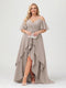 A-Line/Princess Spaghetti Straps Half Sleeves V-Neck Plus Size Bridesmaid Dresses With Ruffles
