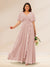 A-Line/Princess V-Neck Short Sleeves Plus Size Bridesmaid Dresses with Pockets