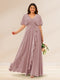 A-Line/Princess V-Neck Short Sleeves Plus Size Bridesmaid Dresses with Pockets