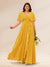 A-Line/Princess V-Neck Short Sleeves Plus Size Bridesmaid Dresses with Pockets