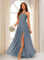 A-Line/Princess Halter Long Bridesmaid Dresses with Split Side