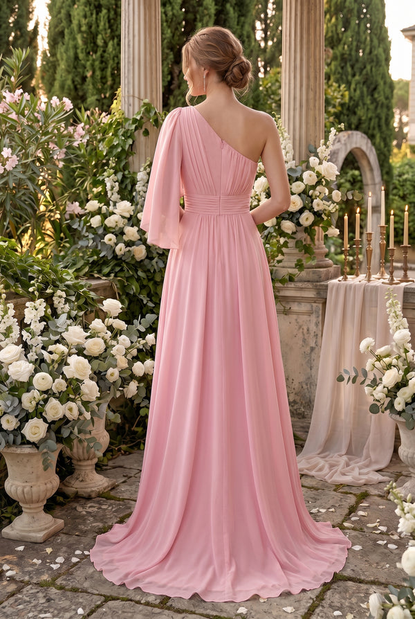 A-Line/Princess Floor-Length One-Shoulder Bridesmaid Dresses With Split Side