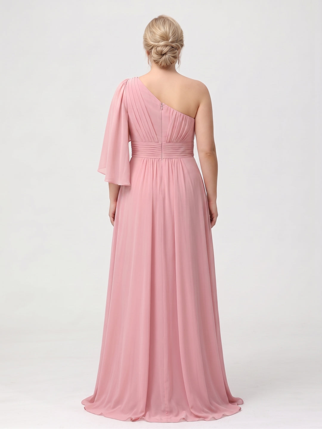A-Line/Princess Floor-Length One-Shoulder Plus Size Bridesmaid Dresses With Split Side