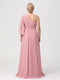 A-Line/Princess Floor-Length One-Shoulder Plus Size Bridesmaid Dresses With Split Side