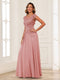 A-Line/Princess Scoop Short Sleeves Chiffon Mother of the Bride Dresses with Applique