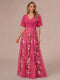 A-Line/Princess V-Neck Half Sleeves Mother of the Bride Dresses with Appliques & Pleats