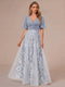 A-Line/Princess V-Neck Half Sleeves Mother of the Bride Dresses with Appliques & Pleats