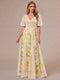 A-Line/Princess V-Neck Half Sleeves Mother of the Bride Dresses with Appliques & Pleats