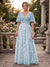 A-Line/Princess V-Neck Half Sleeves Plus Size Mother of the Bride Dresses with Appliques & Pleats