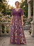 A-Line/Princess V-Neck Half Sleeves Plus Size Mother of the Bride Dresses with Appliques & Pleats