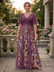 A-Line/Princess V-Neck Half Sleeves Plus Size Mother of the Bride Dresses with Appliques & Pleats