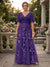 A-Line/Princess V-Neck Half Sleeves Plus Size Mother of the Bride Dresses with Appliques & Pleats