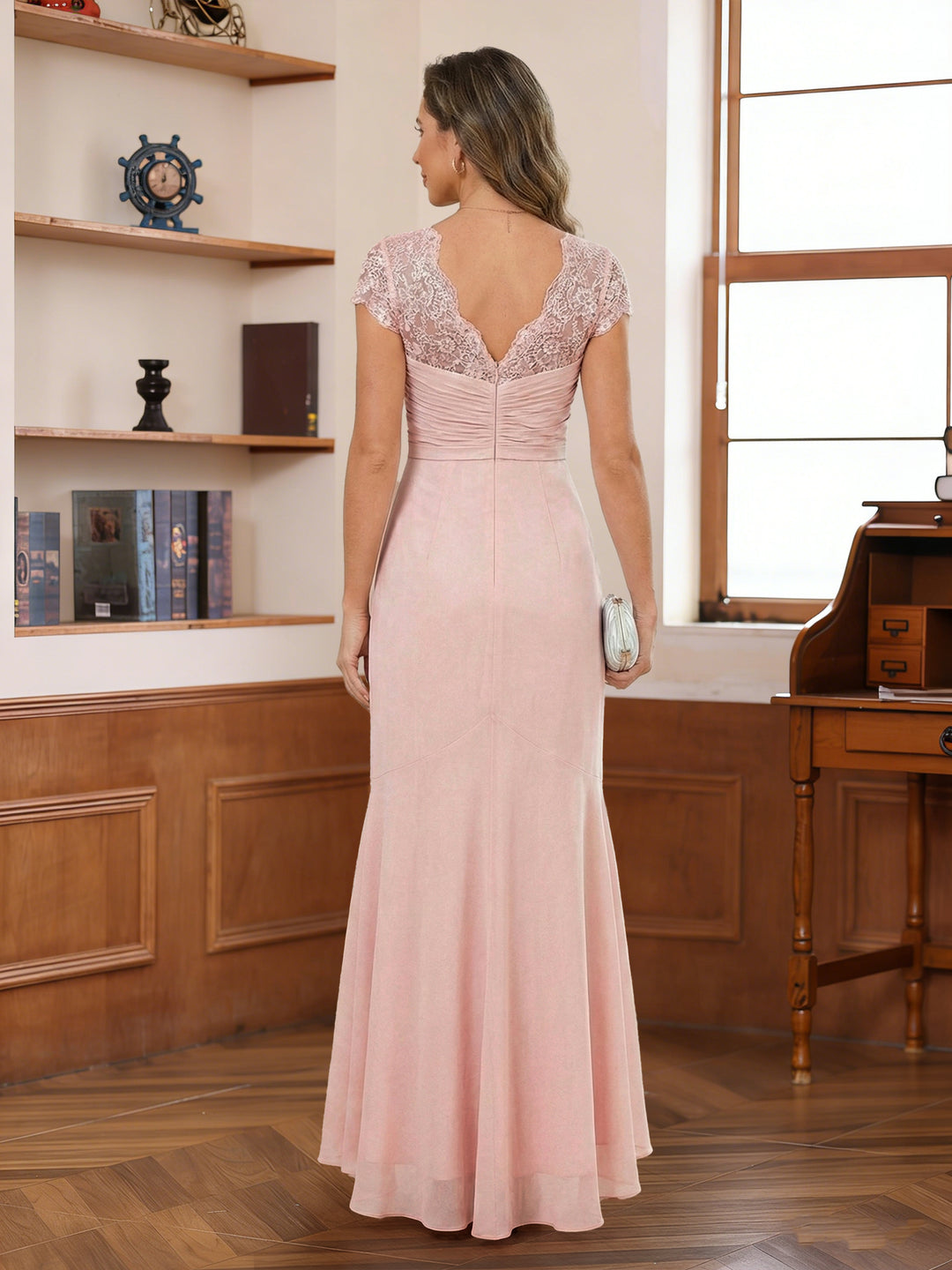A-Line/Princess Sweetheart Short Sleeves Ankle-Length Mother of the Bride Dresses with Ruffles &amp; Lace