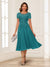A-Line/Princess Scoop Short Sleeves Chiffon Mother of the Bride Dresses with Applique