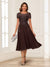 A-Line/Princess Scoop Short Sleeves Chiffon Mother of the Bride Dresses with Applique