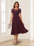 A-Line/Princess Scoop Short Sleeves Chiffon Mother of the Bride Dresses with Applique