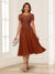 A-Line/Princess Scoop Short Sleeves Chiffon Mother of the Bride Dresses with Applique