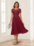 A-Line/Princess Scoop Short Sleeves Chiffon Mother of the Bride Dresses with Applique