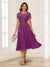 A-Line/Princess Scoop Short Sleeves Chiffon Mother of the Bride Dresses with Applique