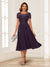 A-Line/Princess Scoop Short Sleeves Chiffon Mother of the Bride Dresses with Applique