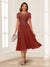 A-Line/Princess Scoop Short Sleeves Chiffon Mother of the Bride Dresses with Applique