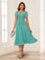 A-Line/Princess Scoop Short Sleeves Chiffon Mother of the Bride Dresses with Applique