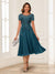 A-Line/Princess Scoop Short Sleeves Chiffon Mother of the Bride Dresses with Applique