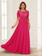 A-Line/Princess Illusion Scoop Appliques Ruched Mother of the Bride Dresses with Cape