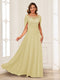 A-Line/Princess Illusion Scoop Appliques Ruched Mother of the Bride Dresses with Cape