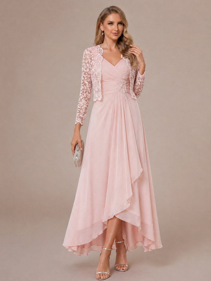 A-Line/Princess Sweetheart Sleeveless Asymmetrical Mother of the Bride Dresses with Appliques &amp; Jacket