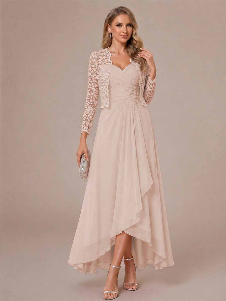 A-Line/Princess Sweetheart Sleeveless Asymmetrical Mother of the Bride Dresses with Appliques &amp; Jacket