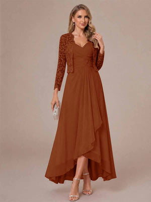 A-Line/Princess Sweetheart Sleeveless Asymmetrical Mother of the Bride Dresses with Appliques & Jacket