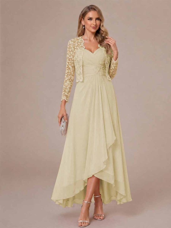A-Line/Princess Sweetheart Sleeveless Asymmetrical Mother of the Bride Dresses with Appliques &amp; Jacket