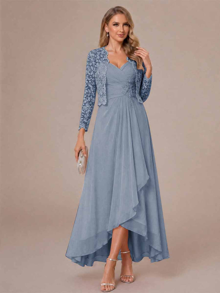 A-Line/Princess Sweetheart Sleeveless Asymmetrical Mother of the Bride Dresses with Appliques &amp; Jacket