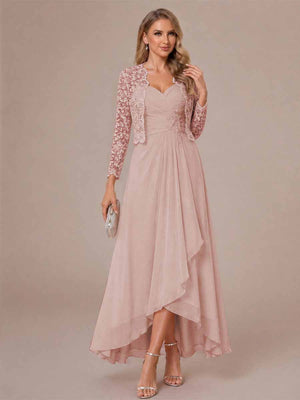 A-Line/Princess Sweetheart Sleeveless Asymmetrical Mother of the Bride Dresses with Appliques & Jacket