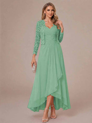 A-Line/Princess Sweetheart Sleeveless Asymmetrical Mother of the Bride Dresses with Appliques & Jacket