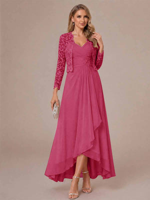 A-Line/Princess Sweetheart Sleeveless Asymmetrical Mother of the Bride Dresses with Appliques & Jacket